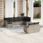 vidaXL Set canapele de grădină cu perne, 9 piese gri deschis poliratan vidaXL Set canapele de grădină cu perne, 9 piese gri deschis poliratan