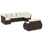 vidaXL Set canapele de grădină cu perne, 9 piese, maro, poliratan vidaXL Set canapele de grădină cu perne, 9 piese, maro, poliratan