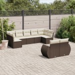 vidaXL Set canapele de grădină cu perne, 9 piese, maro, poliratan vidaXL Set canapele de grădină cu perne, 9 piese, maro, poliratan