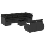vidaXL Set canapele de grădină cu perne, 10 piese, negru, poliratan vidaXL Set canapele de grădină cu perne, 10 piese, negru, poliratan