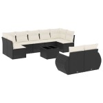vidaXL Set canapele de grădină cu perne, 10 piese, negru, poliratan vidaXL Set canapele de grădină cu perne, 10 piese, negru, poliratan