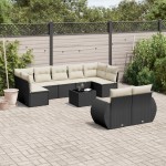 vidaXL Set canapele de grădină cu perne, 10 piese, negru, poliratan vidaXL Set canapele de grădină cu perne, 10 piese, negru, poliratan