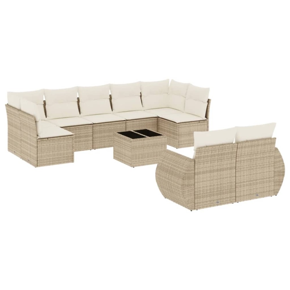 vidaXL Set canapele de grădină cu perne, 10 piese, bej, poliratan