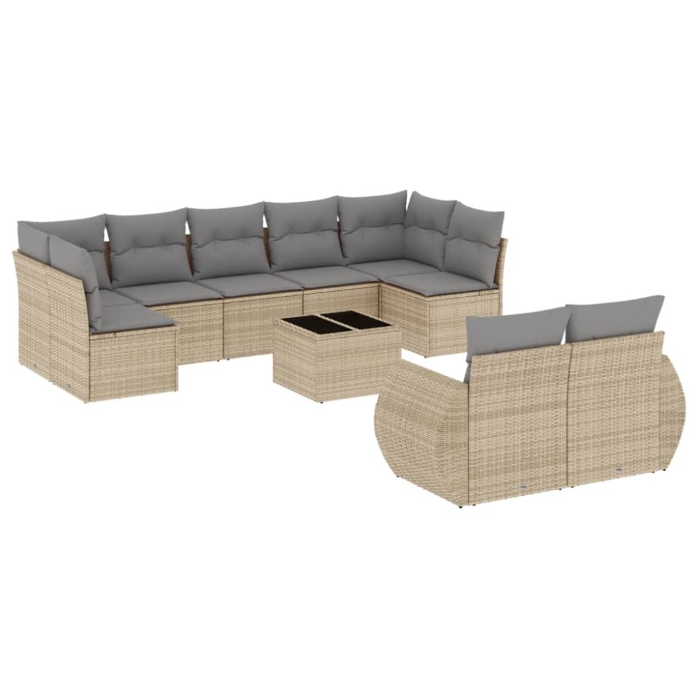 vidaXL Set canapele de grădină cu perne, 10 piese, bej, poliratan