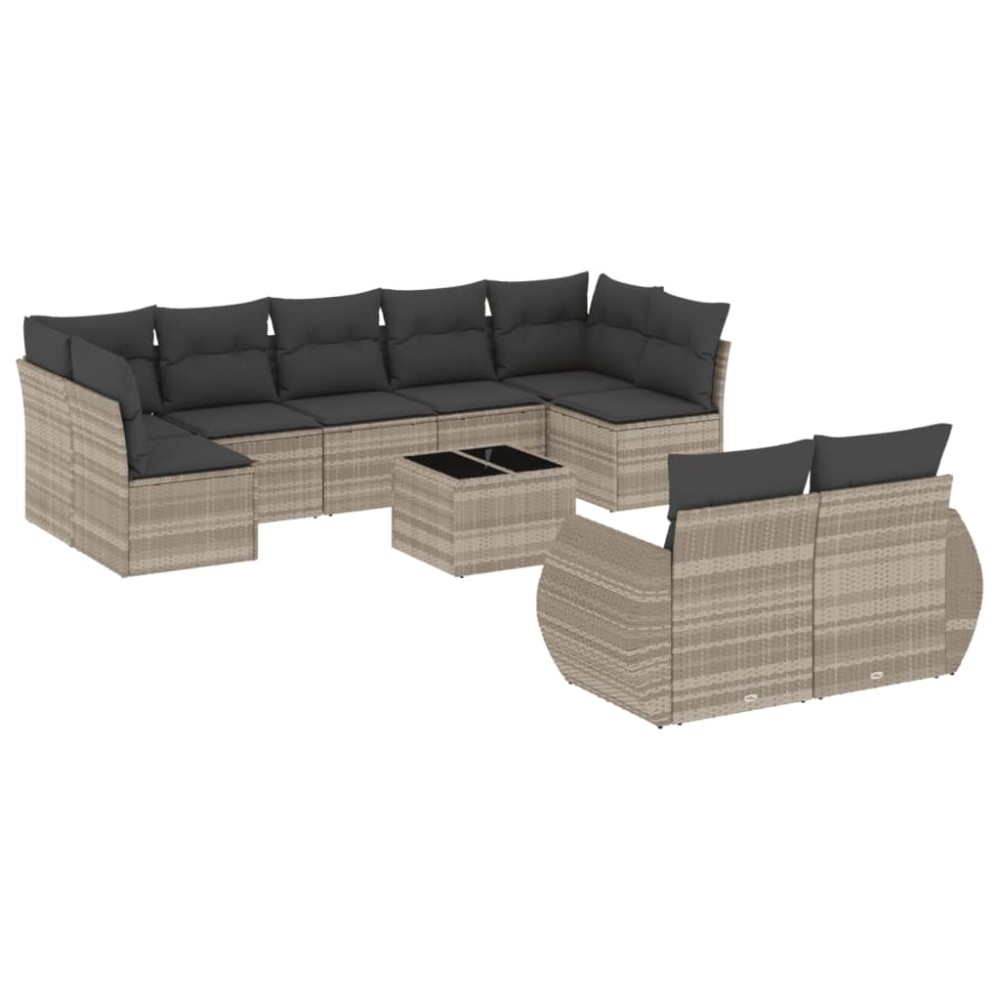 vidaXL Set canapele de grădină cu perne 10 piese gri deschis poliratan