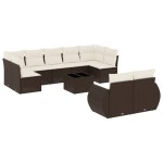 vidaXL Set canapele de grădină cu perne, 10 piese, maro, poliratan