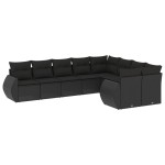 vidaXL Set mobilier de grădină cu perne, 9 piese, negru, poliratan vidaXL Set mobilier de grădină cu perne, 9 piese, negru, poliratan