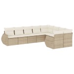 vidaXL Set canapele de grădină, 9 piese, cu perne, bej, poliratan