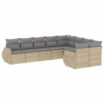 vidaXL Set canapele de grădină, 9 piese, cu perne, bej, poliratan vidaXL Set canapele de grădină, 9 piese, cu perne, bej, poliratan