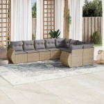 vidaXL Set canapele de grădină, 9 piese, cu perne, bej, poliratan vidaXL Set canapele de grădină, 9 piese, cu perne, bej, poliratan