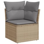 vidaXL Set canapele de grădină, 9 piese, cu perne, bej, poliratan vidaXL Set canapele de grădină, 9 piese, cu perne, bej, poliratan