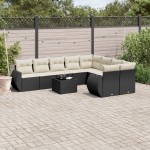 vidaXL Set canapele de grădină cu perne, 10 piese, negru, poliratan vidaXL Set canapele de grădină cu perne, 10 piese, negru, poliratan