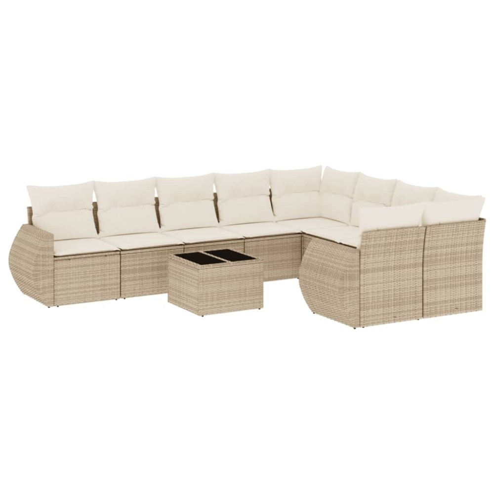 vidaXL Set canapele de grădină cu perne, 10 piese, bej, poliratan