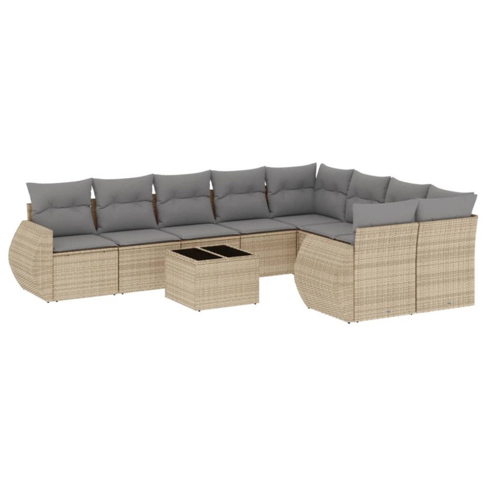 vidaXL Set canapele de grădină cu perne, 10 piese, bej, poliratan