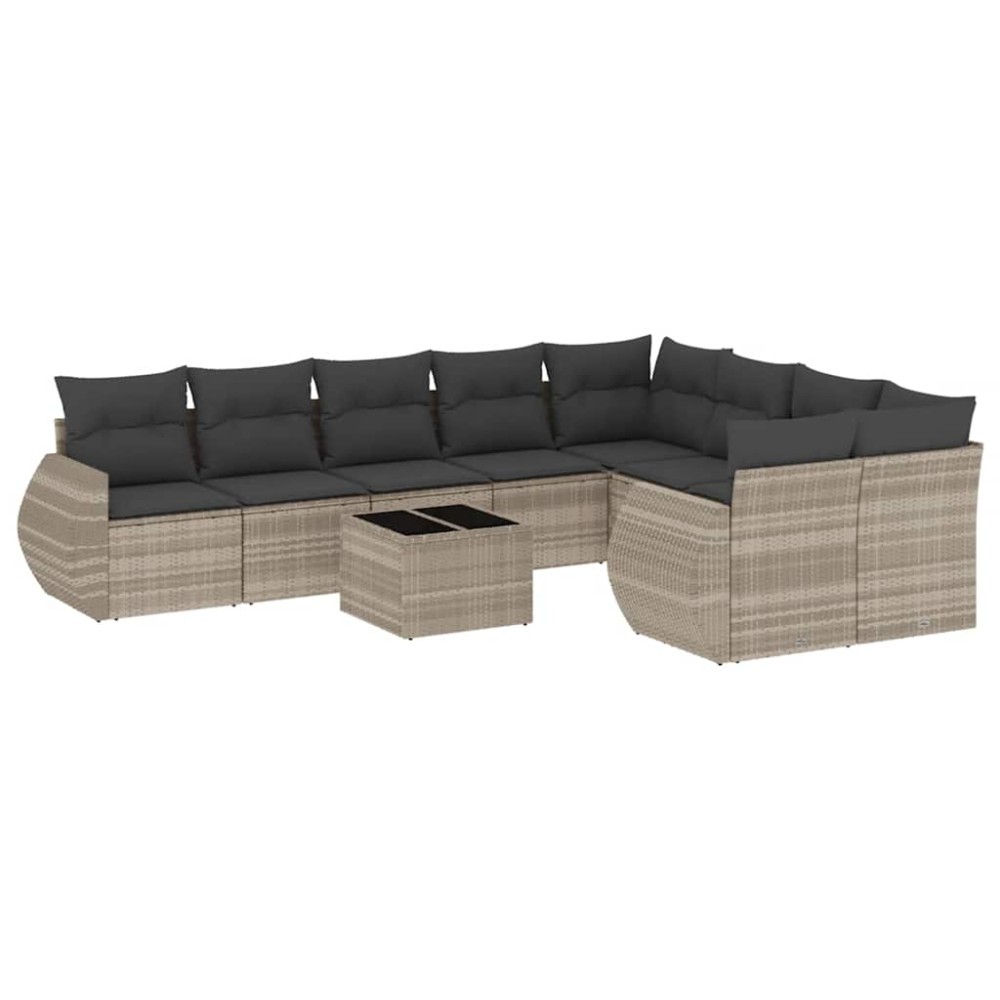 vidaXL Set canapele de grădină cu perne 10 piese gri deschis poliratan