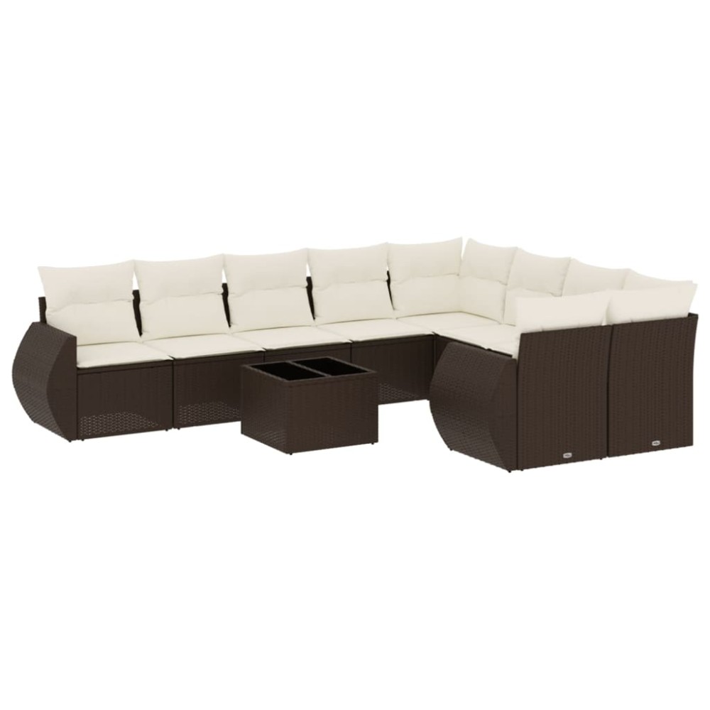 vidaXL Set canapele de grădină cu perne, 10 piese, maro, poliratan