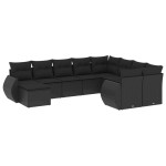 vidaXL Set canapele de grădină cu perne, 10 piese, negru, poliratan vidaXL Set canapele de grădină cu perne, 10 piese, negru, poliratan