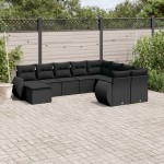 vidaXL Set canapele de grădină cu perne, 10 piese, negru, poliratan vidaXL Set canapele de grădină cu perne, 10 piese, negru, poliratan