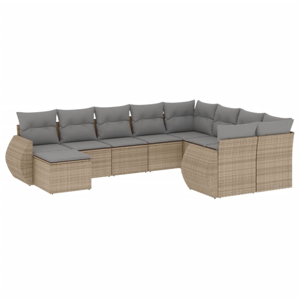 vidaXL Set canapele de grădină cu perne, 10 piese, bej, poliratan