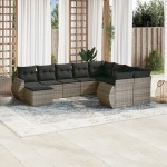 vidaXL Set mobilier de grădină cu perne, 10 piese, gri, poliratan vidaXL Set mobilier de grădină cu perne, 10 piese, gri, poliratan