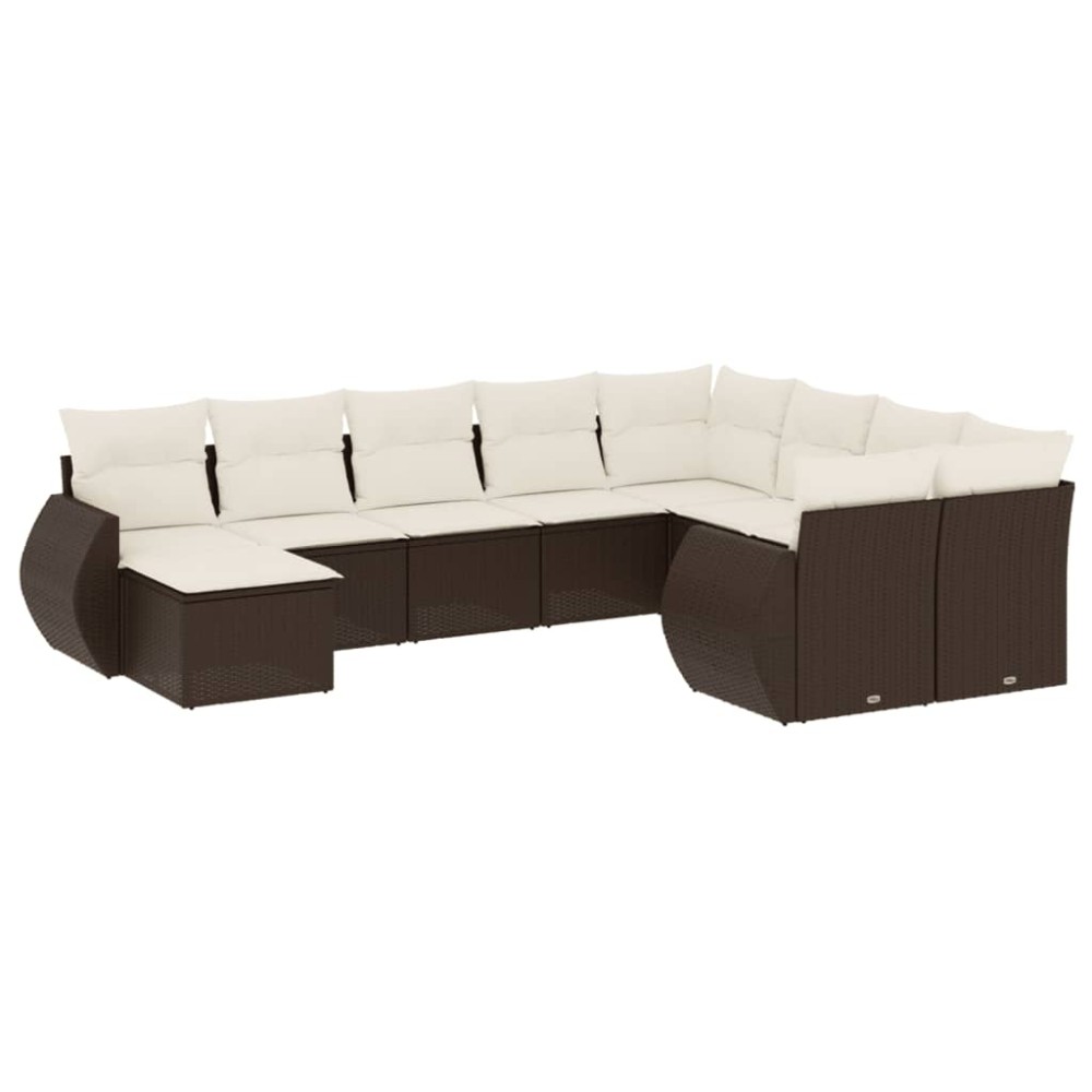 vidaXL Set canapele de grădină cu perne, 10 piese, maro, poliratan