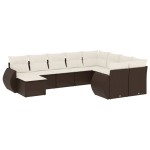 vidaXL Set canapele de grădină cu perne, 10 piese, maro, poliratan