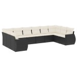 vidaXL Set canapele de grădină cu perne, 10 piese, negru, poliratan vidaXL Set canapele de grădină cu perne, 10 piese, negru, poliratan