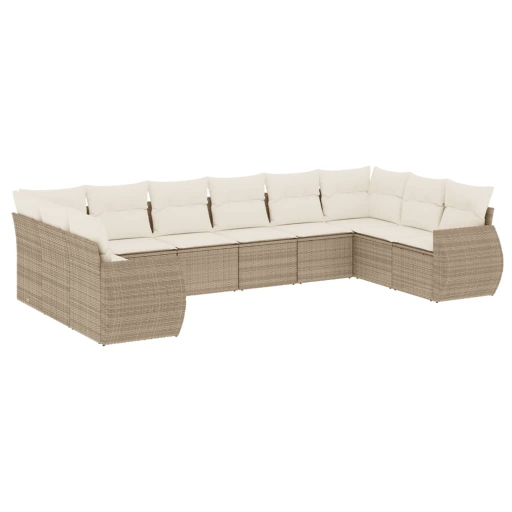 vidaXL Set canapele de grădină cu perne, 10 piese, bej, poliratan