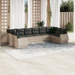 vidaXL Set canapele de grădină cu perne 10 piese gri deschis poliratan vidaXL Set canapele de grădină cu perne 10 piese gri deschis poliratan