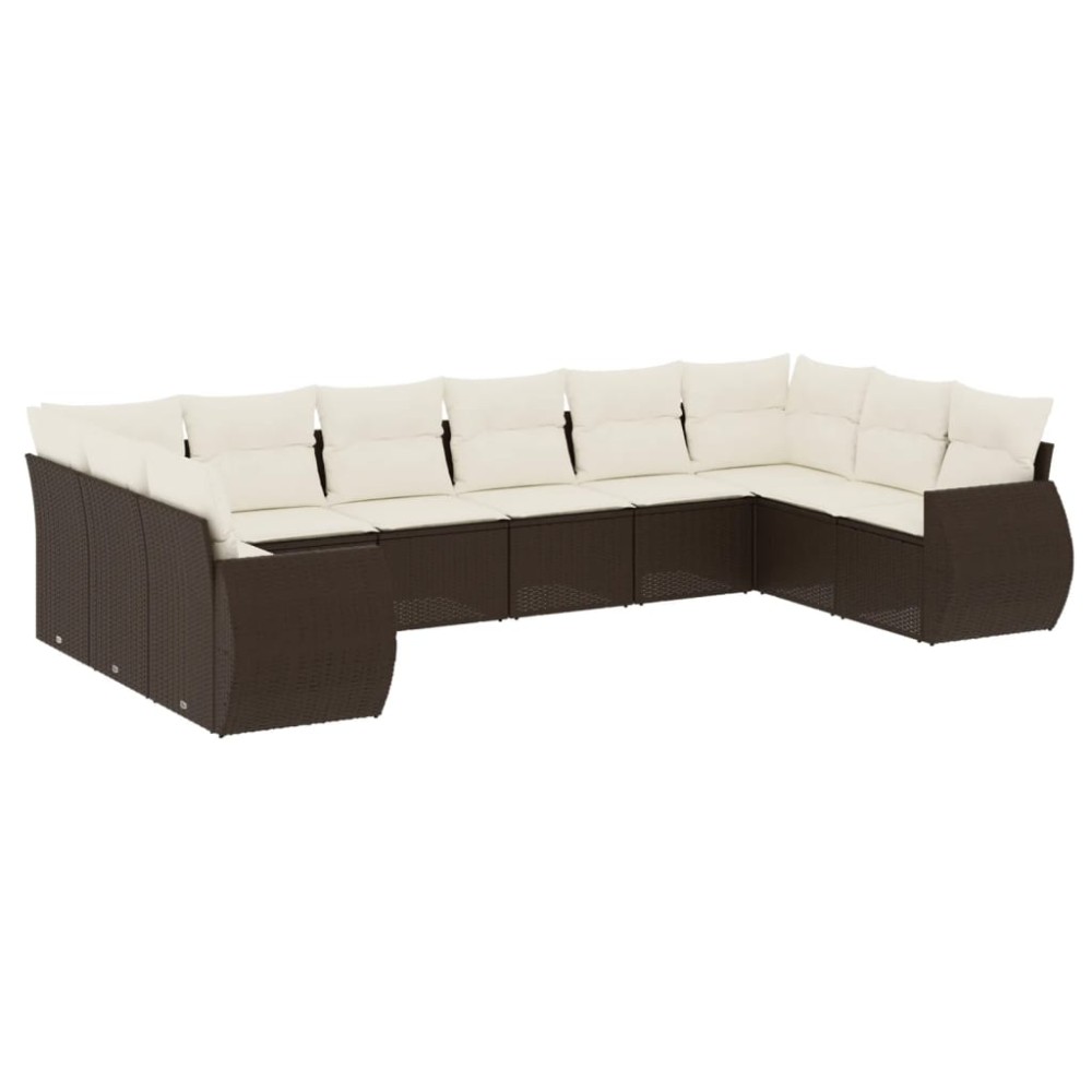 vidaXL Set canapele de grădină cu perne, 10 piese, maro, poliratan