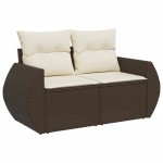 vidaXL Set canapele de grădină cu perne, 10 piese, maro, poliratan