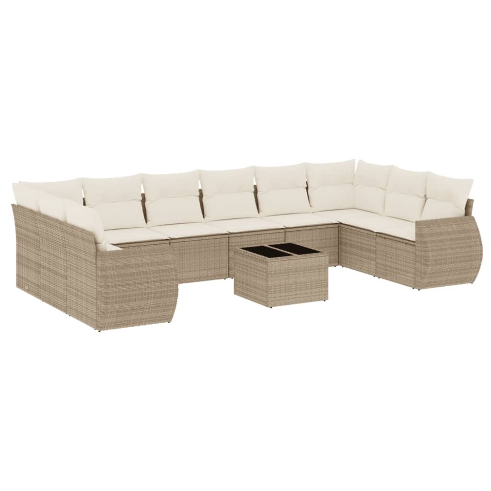 vidaXL Set canapele de grădină cu perne, 11 piese, bej, poliratan