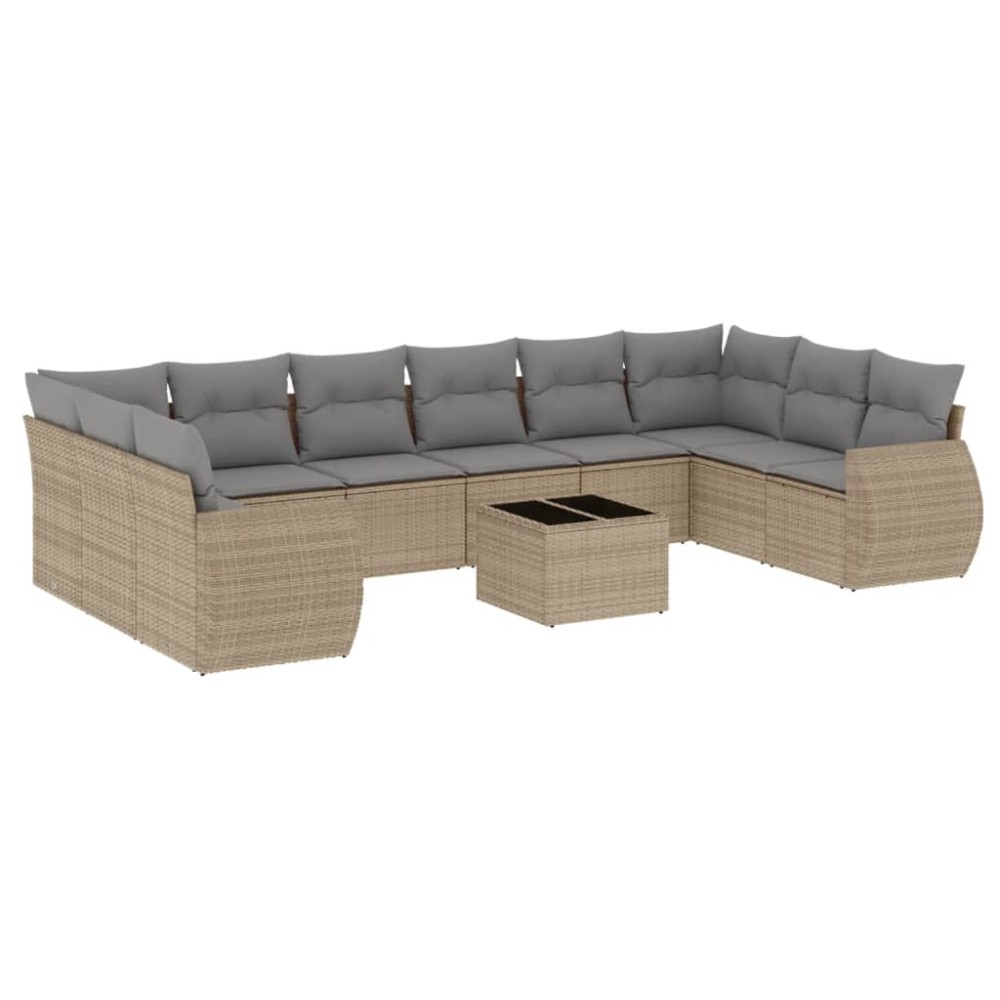 vidaXL Set canapele de grădină cu perne, 11 piese, bej, poliratan