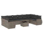 vidaXL Set canapele de grădină cu perne, 11 piese, gri, poliratan vidaXL Set canapele de grădină cu perne, 11 piese, gri, poliratan