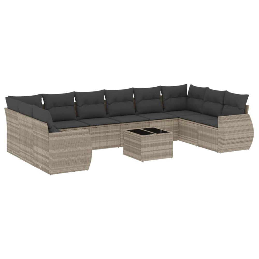 vidaXL Set canapele de grădină cu perne, 11 piese, gri, poliratan