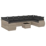 vidaXL Set canapele de grădină cu perne, 11 piese, gri, poliratan