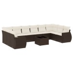 vidaXL Set canapele de grădină cu perne, 11 piese, maro, poliratan vidaXL Set canapele de grădină cu perne, 11 piese, maro, poliratan