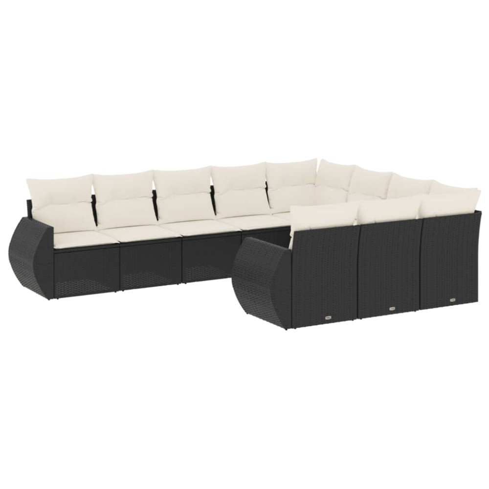 vidaXL Set canapele de grădină cu perne, 10 piese, negru, poliratan