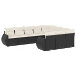 vidaXL Set canapele de grădină cu perne, 10 piese, negru, poliratan vidaXL Set canapele de grădină cu perne, 10 piese, negru, poliratan