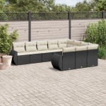 vidaXL Set canapele de grădină cu perne, 10 piese, negru, poliratan vidaXL Set canapele de grădină cu perne, 10 piese, negru, poliratan