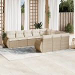 vidaXL Set canapele de grădină cu perne, 10 piese, bej, poliratan vidaXL Set canapele de grădină cu perne, 10 piese, bej, poliratan