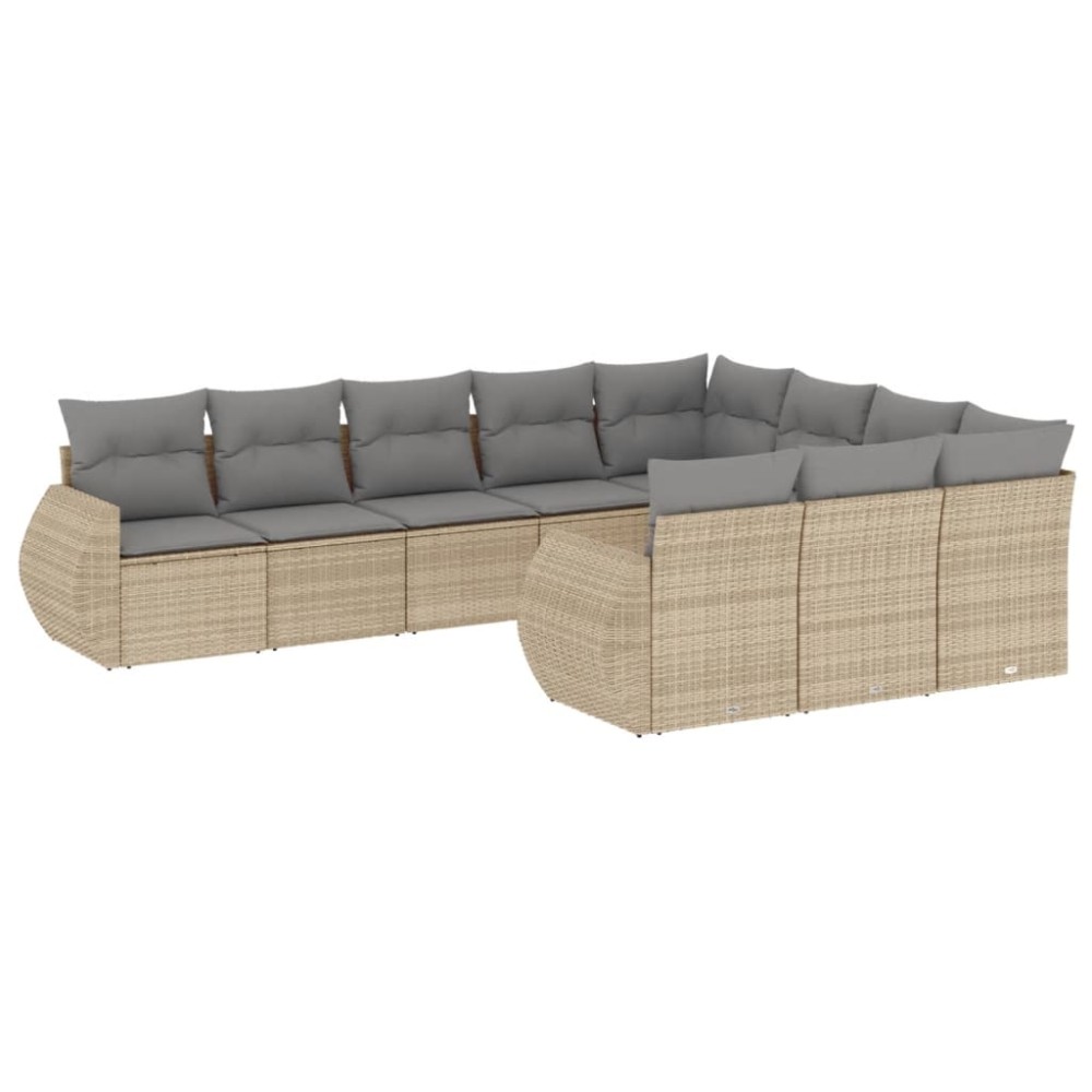 vidaXL Set canapele de grădină cu perne, 10 piese, bej, poliratan