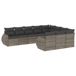 vidaXL Set mobilier de grădină cu perne, 10 piese, gri, poliratan vidaXL Set mobilier de grădină cu perne, 10 piese, gri, poliratan