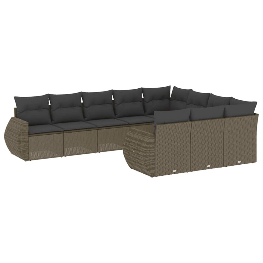 vidaXL Set canapele de grădină cu perne 10 piese gri deschis poliratan
