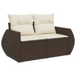 vidaXL Set canapele de grădină cu perne, 10 piese, maro, poliratan