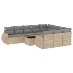 vidaXL Set canapele de grădină cu perne, 11 piese, bej, poliratan