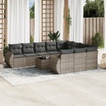 vidaXL Set canapele de grădină cu perne, 11 piese, gri, poliratan vidaXL Set canapele de grădină cu perne, 11 piese, gri, poliratan