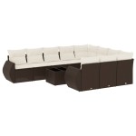 vidaXL Set canapele de grădină cu perne, 11 piese, maro, poliratan vidaXL Set canapele de grădină cu perne, 11 piese, maro, poliratan