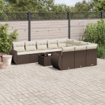 vidaXL Set canapele de grădină cu perne, 11 piese, maro, poliratan vidaXL Set canapele de grădină cu perne, 11 piese, maro, poliratan