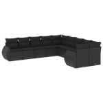 vidaXL Set canapele de grădină cu perne, 10 piese, negru, poliratan